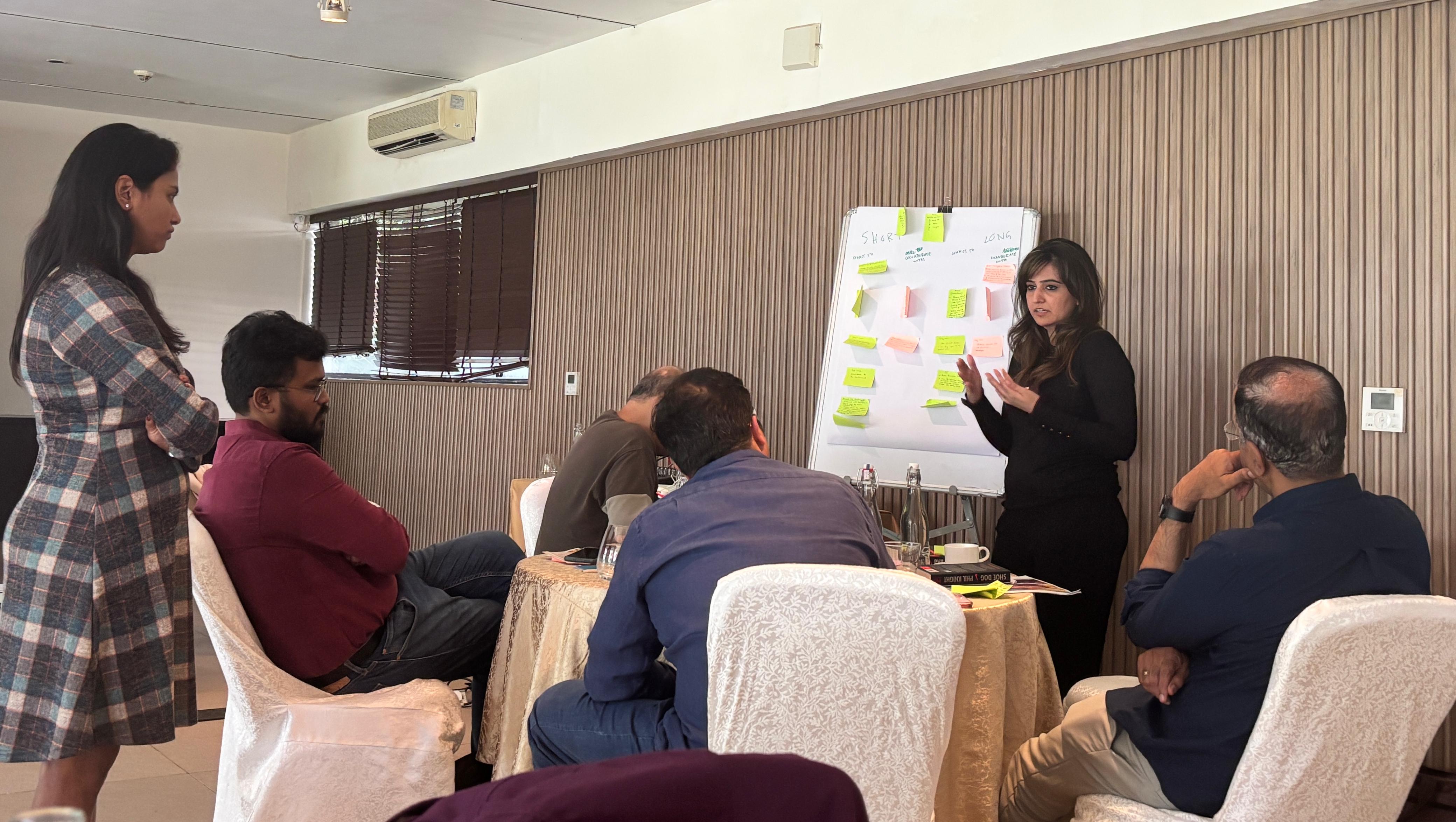 Strategy session with sticky notes